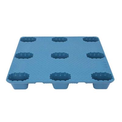 China Single Faced 100% Plastic Pallet Maker 1200x1000 HDPE Blow Molding Pallet For Shop for sale