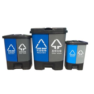 China Viable Wholesale Plastic Bin 20L 40L 60L Twin Pedal Trash Bin for sale