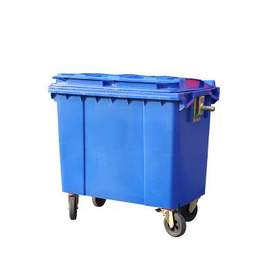 China Wholesale Sustainable 660L Wheeled Blue Wheeled Movable Rubbish Bin EN840 For Waste Recycling for sale