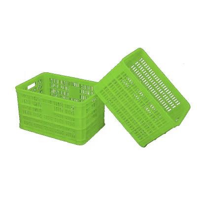 China Non-Foldable Plastic Fruit Vegetable Basket Supermarket Store Use Mesh Storage Crate Stackable for sale