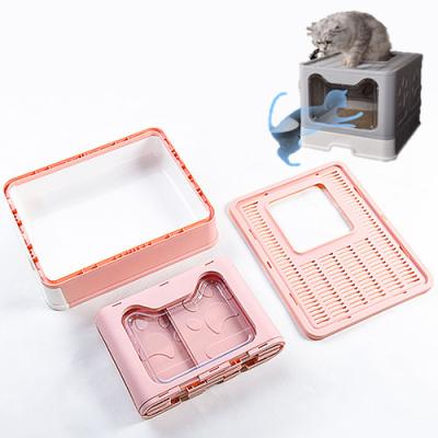 China Stocked Wholesales Large Space Anti-splash Easy To Clean Collapsible Cat's Litter Box for sale