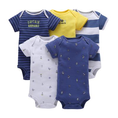 China Short Sleeeves Wholesales Newborn Baby Rompers Breathable 5 Pieces 100%Cotton Romper Jumpsuit Clothes for sale