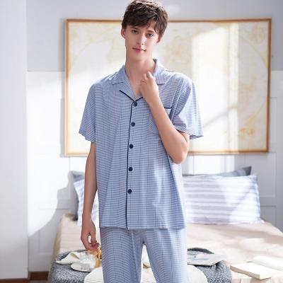 China QUICK DRY Boy Fashion Nightgowns Mens Cotton Pajamas Set Shorts Thin Sleepwear for sale