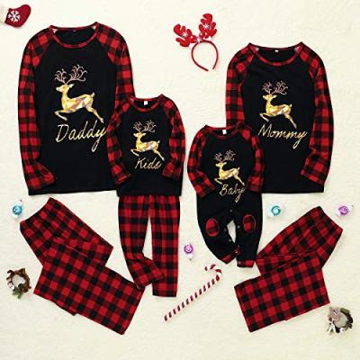 China Amazon Hot Selling QUICK DRY Matching Pajamas Sets Cotton Christmas Pajamas Kids Long Sleeve Christmas Family Sleepwear for sale