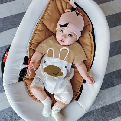 China High Quality Summer Short Sleeeves 100% Cotton O Neck Brown Bodysuit Newborn Baby Rompers for sale