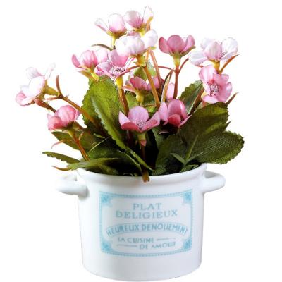 China 2021 Hot Selling Simulated Artificial Plant Basin Flower Home Office Ceramic Office Decoration Potted for sale