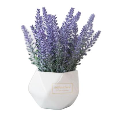 China Simulated Potted Plant Simulated Idyllic Home Decoration Living Room Lavender Plant Ceramic Flowerpot Artificial Flower Potted for sale