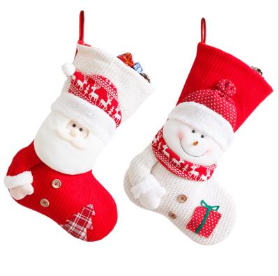 China New Christmas Decorations Festival Decorations Big Santa Claus Snowman Christmas Socks Gift Bag Hanging Home Accessories Candy Canvas Bag for sale