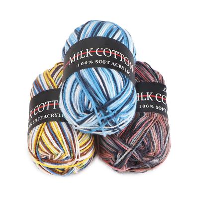 China 2021 New Recycled 50g Mix Color 3ply Ball Hand Knit Milk Cotton Yarn For Crochet Knitting Weaving Yarns for sale