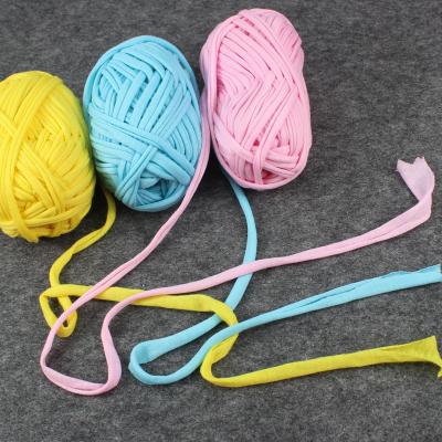 China Recycled Hot Chunky Spaghetti T-shirt Yarn For Clothing Crocheting Bag Crochet Chatter Hand Knitting Carpet Cloth Tape for sale