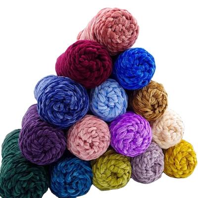 China Amzaon Viable 1ply Wholesale 100g Hand Knit 100% Polyester Soft Filament Chunky Chenille Yarn For Crochet Knitting Sewing Wool Yarns for sale