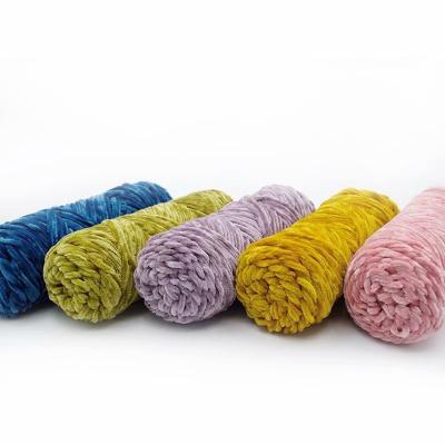 China Fancy Yarn 2021 Wholesale Hot Sale Soft Multi Color Hand Knit Yarn 100% Polyester Chenille Velor Yarn For Crochet Milk Knitting Yarns for sale