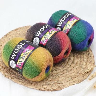 China Color Viable Dye Rainbow Fashion Merino Wool Yak Chunky Warm Yarn For Machine Hand Knitting Scarf Crochet Knit Sweaters for sale