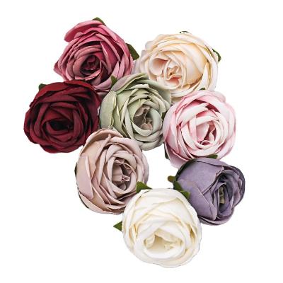 China decorative flowers & Braid 4cm Rose Flower Silk Tea Artificial Flower than Heads for Home Wedding Decoration DIY Scrapbooking Craft Flowers Craft for sale