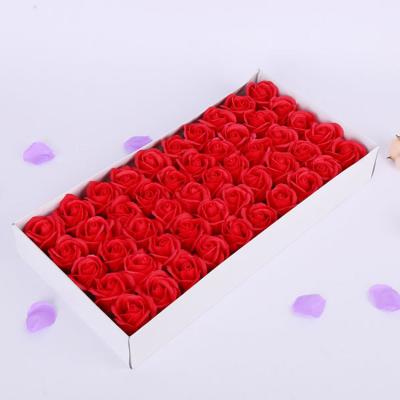 China decorative flowers & Garlands 50pcs Per Box Artificial Bath Flower Rose Head Soap Flowers 5cm Foam Soap Roses For Wedding And Valentine's Day for sale