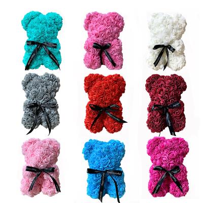 China wholesale decoration about 25cm Rose Flower Teddy Bear Valentines Day Gift Birthday Party Spring 25cm Foam Rose Bear Dolls Soap Artifdicial for sale