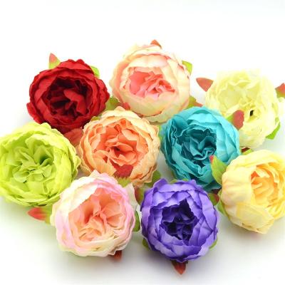 China Wholesale DIY Custom Party Home Decor Cheap Wedding Party Wall Backdrop Floral Silk Rose Head Artificial Flower Bud for sale