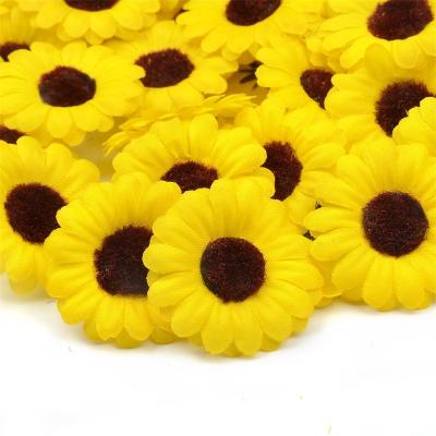 China decorative flowers & Braids 1000pcs artificial flower mini sunflower wedding main product or DIY handmade craft flower head silk flower home decoration for sale