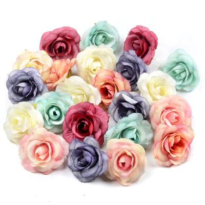 China Simple Wedding Party Home Cloth Rose Romantic Flower Head Wedding Factory Wall Style Home Decor Artificial Silk Wholesale for sale