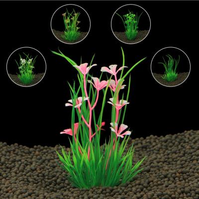 China Aquarium Viable Decoration Water Grass Artificial Fish Tank Landscaping Set Flower Aquatic Plants Plastic Crafts Gifts for sale