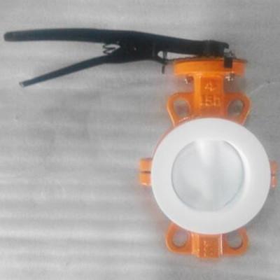 China Industry Cast Iron Wafer Style Butterfly Valve DN100 PN20 Rubber Lined for sale