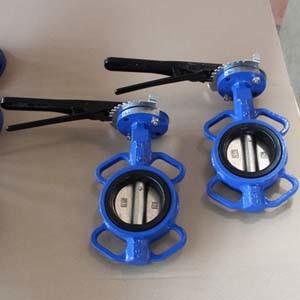 China GGG40  	Wafer Type Butterfly Valve 4IN CL150 Lever Operator Epoxy coated for sale