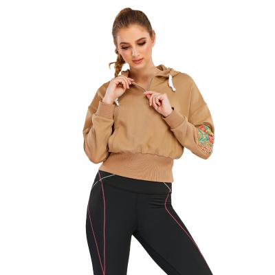 China Windproof Workout Clothes Tan Hoodies With Knitting Pattern For Women for sale