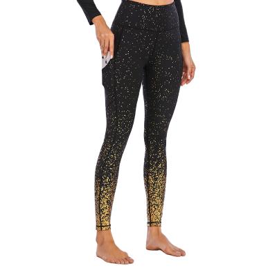 China Antibacterial Design Your Own Fitness Clothing Yoga Gym Wear Shiny Workout Yoga Leggings Set for sale