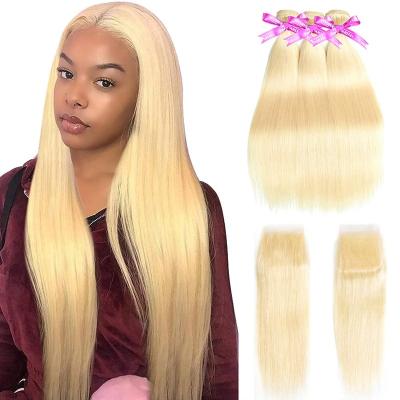 China Soft Smooth Thick 613 Bundles 100% Brazilian Straight Virgin Hair Bundles 10A 613 Blonde Bundles Hair Weave for sale