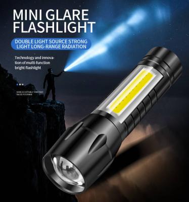 China Mini Small Portable Waterproof COB Flashlight Led Aluminum Alloy LED Zoomable Mini Torch Emergency Rechargeable Flashlights for sale