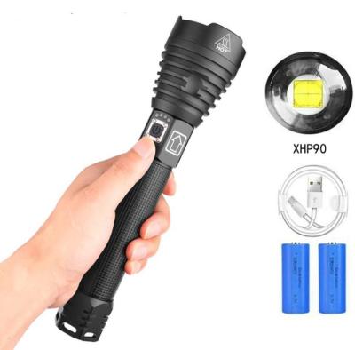 China Zoomable LED Hand Torch XHP90 USB LED Light Outdoor Waterproof Military Tactical Self Camping Defensive Flashlight Zoomable for sale