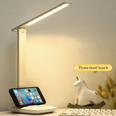 China Contemporary LED Desk Lamp Foldable 3 Modes Touch Dimming USB Study Lamp Led Rechargeable Table Lamp for sale