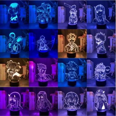 China Contemporary 3D Lamp Led Cartoon Night Light Animals Illusion Bedroom Decor Bedside Change Colorful Touch Night Light for sale