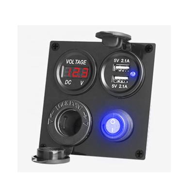 China Car /Yacht /Boat/Truck New Marine Switch For Boat Bus Waterproof Yatch RV With Digital Voltage Display Dual USB 5V 2.1A Power Charger for sale