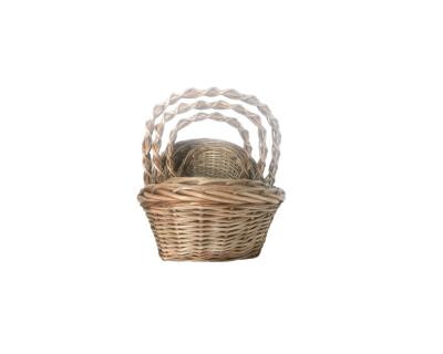 China Cost-effective Europe Top-handle Flower Wicker Basket Wicker Fruit Basket Storage Basket for sale