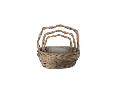 China China Cheap Wholesale Hot Large Log Wicker Rattan Fruit Basket Wicker Storage With Handles for sale