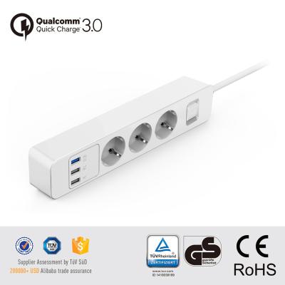 China 2017 Hot Selling Residential/Multi-Purpose Power Strip 3 Extension Electrical Socket With Fast Charging 3.0 USB Port for sale