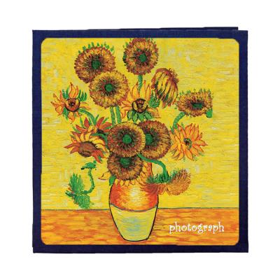 China Van Gogh Sun Flower Family Photo Album DIY Capacity DIY Memory Handmade Self Adhesive Book Link Canvas Cover Europe Large for sale