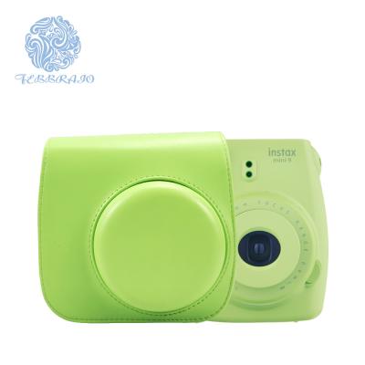 China Best Protective Effects Green Leather Gift Lime PU Camera Case Bag For Fujifilm instax mini8/9 Teens Leather Bags for sale