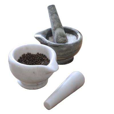 China Mini Gray Marble Mortar and Pestle Workable Set Crusher and Crusher Garlic Press Set for sale