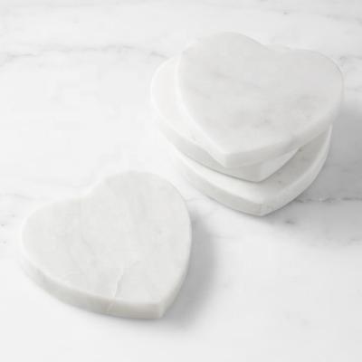 China Sustainable 4pcs Marble Heart Coasters Set With Feet Non-slip Coffee Cup Mat Heat Insulation for sale