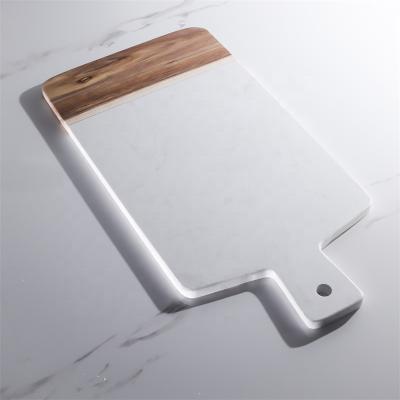 China Sustainable Wholesale Rectangle Marble And Cheese Wood Cutting Plates With Handle for sale