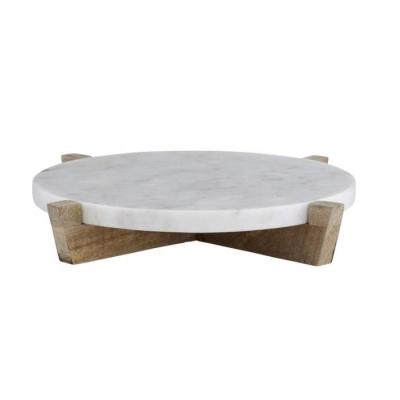 China Sustainable Marble Cheese Dish Tea Tray Appetizer Serving Tray With Detachable Wooden Rack for sale