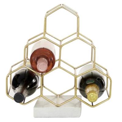 China Sustainable Modern Aluminum Marble Gold Bottle Holder 6 Wine Rack Home Decoration Display for sale