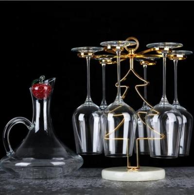 China Light Luxury Marble Stocked Wine Glass Holder Cup Hanger Wine Utensils Crystal Glass Cup Set Display Ornaments Wine Cabinet Decorations for sale