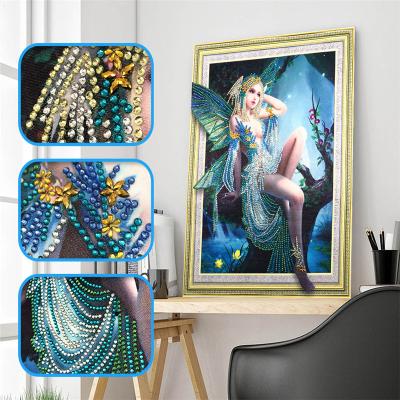 China Modern Special Shaped Diamond Painting Custom Photo of Butterfly Elf 5D Crystal Diamond DIY for sale