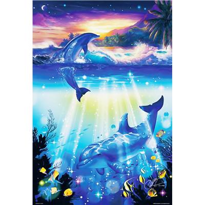 China Diamond Embroidered Modern 5D Diamond Cross Shark on the Waves Home DIY Diamond Painting Decoration for sale