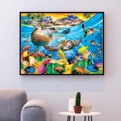 China Modern Full Circle 5D Diamond Painting Underwater World Marine Life DIY Diamond Embroidery Home Decoration for sale