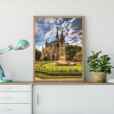 China Modern Home Art Mural Decoration Full Circle Diamond Painting Notre Dame Scenery 5D DIY Diamond Embroidery for sale