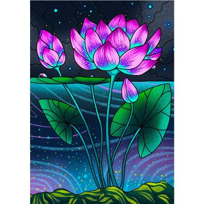 China Modern Diamond Embroidery 5D Diamond Lotus Leaf Flower DIY Home Decoration Cross Cross Painting for sale